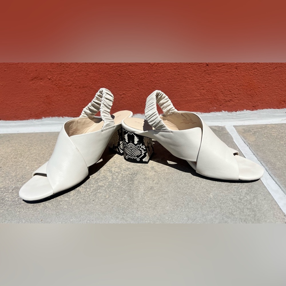 Cole Haan 7.5 white sandal heels women’s leather open toe